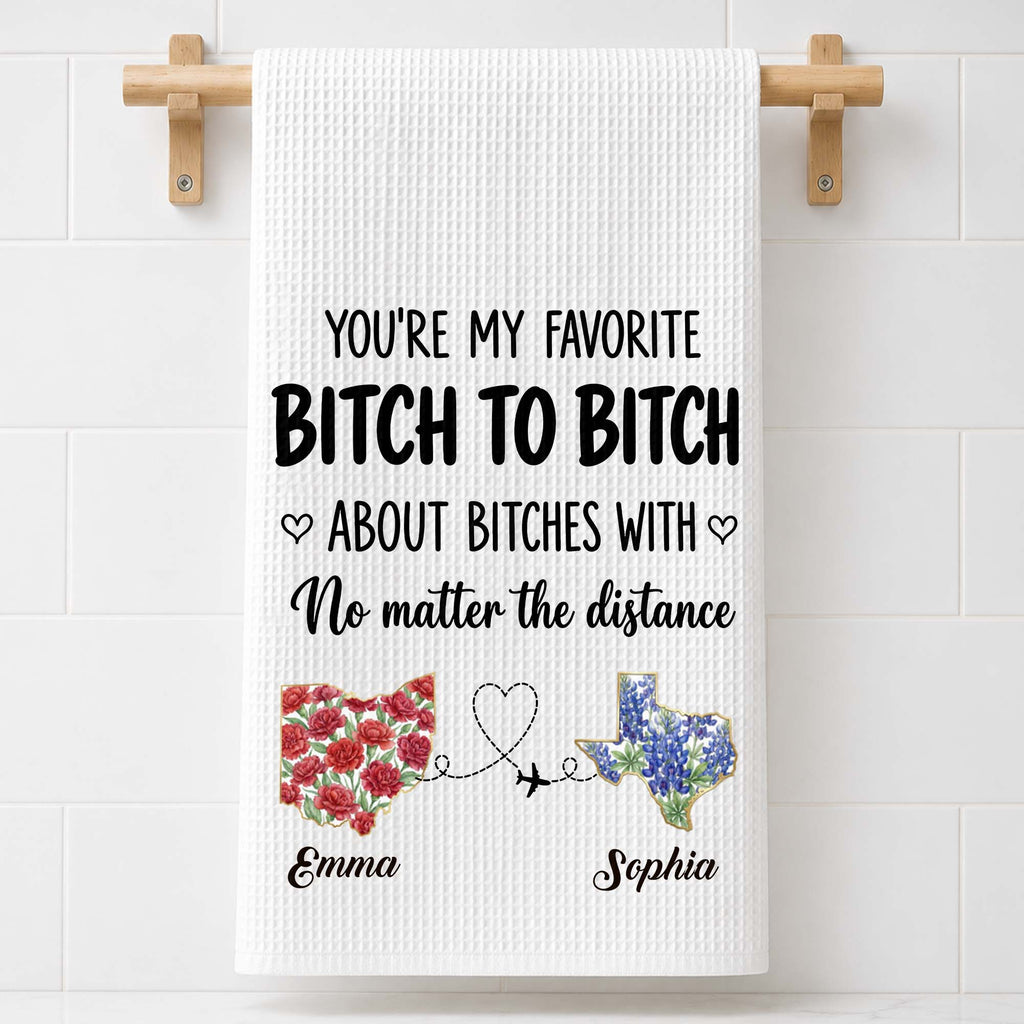 Personalized Kitchen Towel Custom Name Flower Design Gift for Best Friend Kitchen Towel GradoCreations