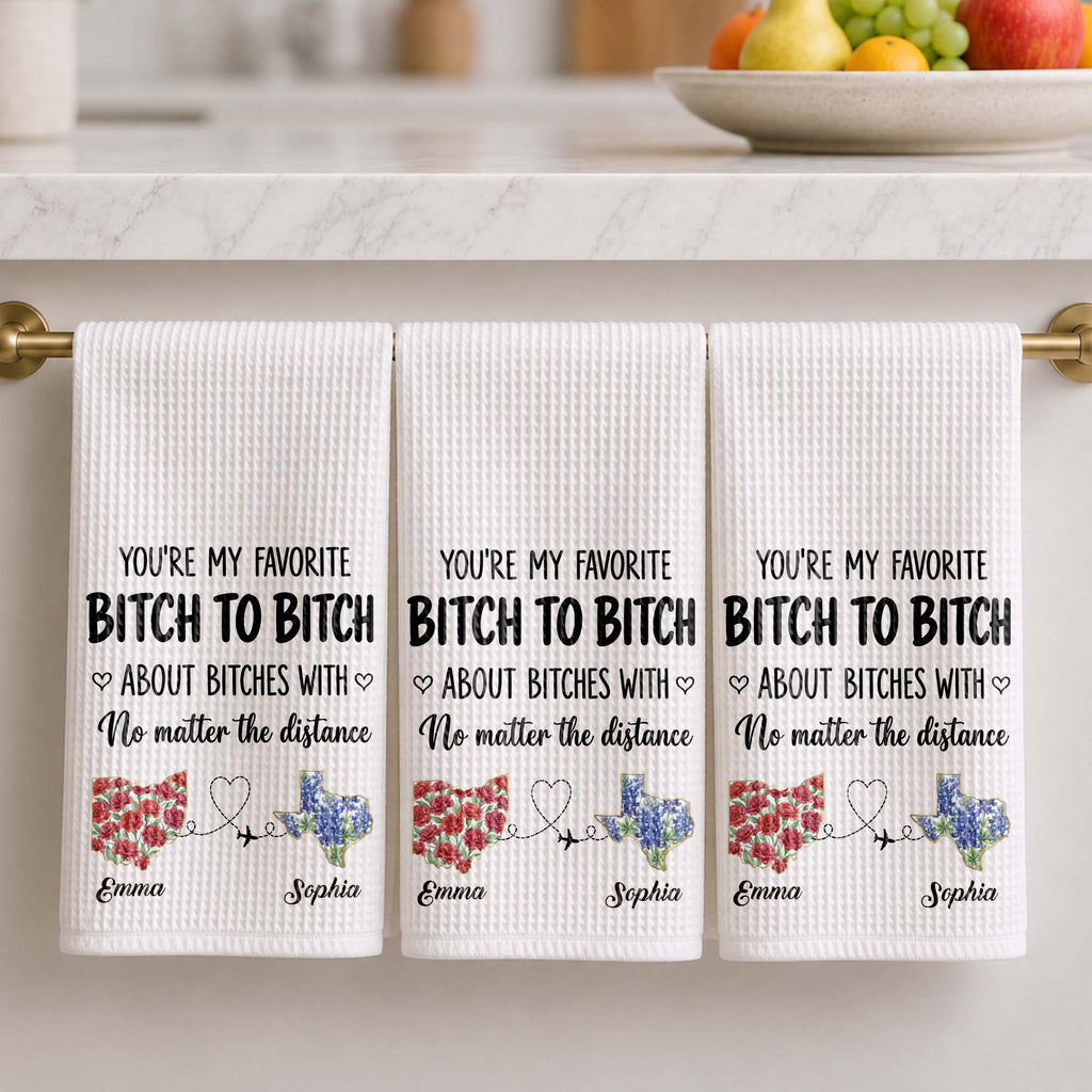 Personalized Kitchen Towel Custom Name Flower Design Gift for Best Friend Kitchen Towel GradoCreations