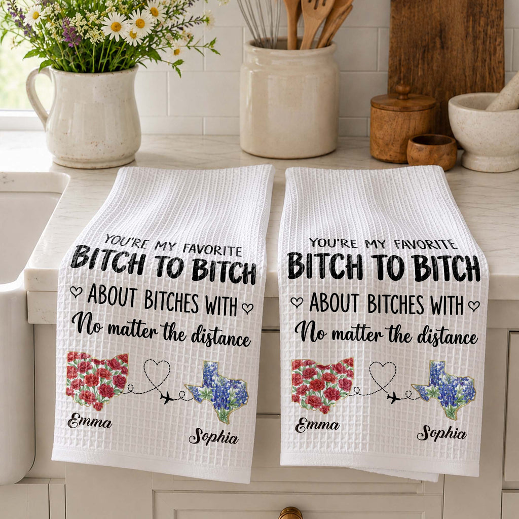 Personalized Kitchen Towel Custom Name Flower Design Gift for Best Friend Kitchen Towel GradoCreations