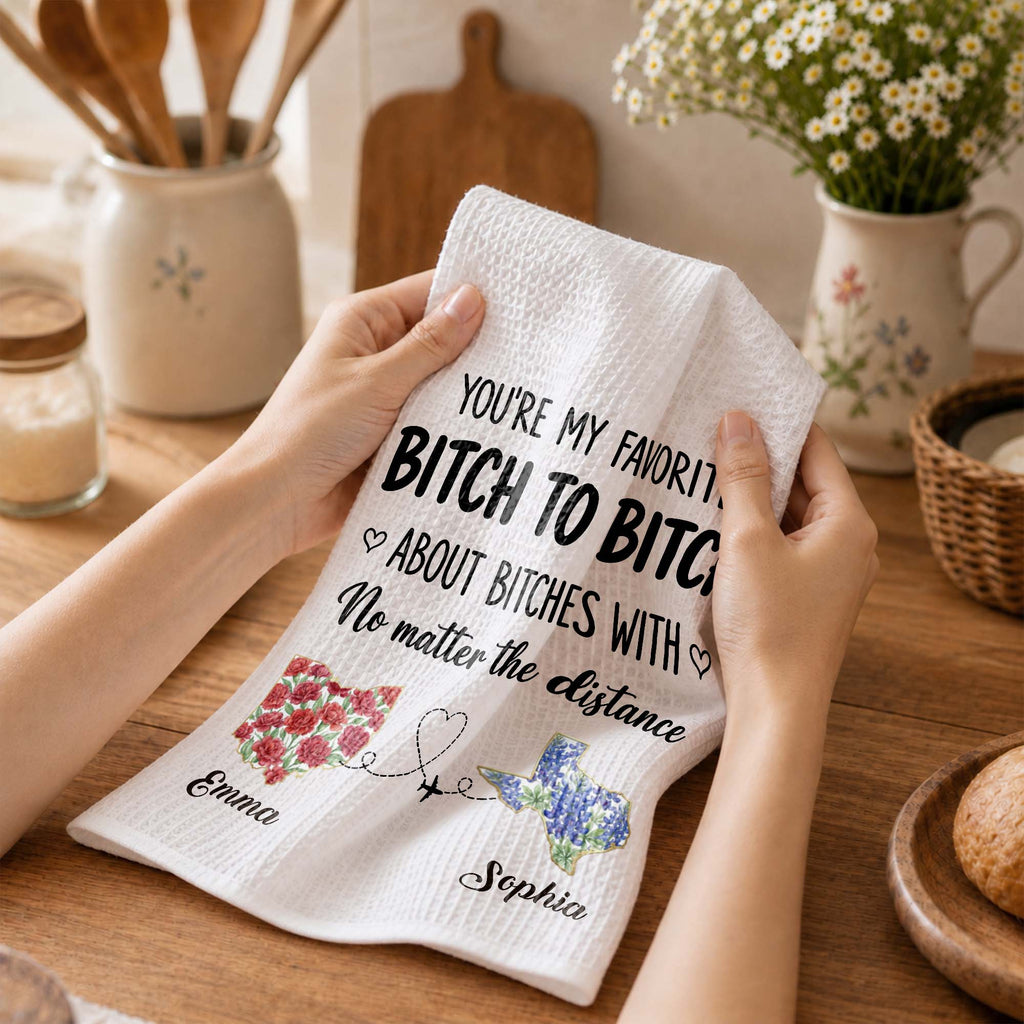 Personalized Kitchen Towel Custom Name Flower Design Gift for Best Friend Kitchen Towel GradoCreations