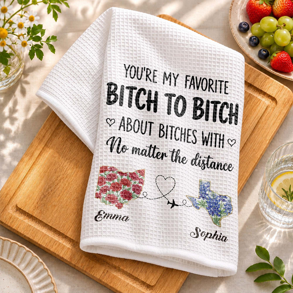 Personalized Kitchen Towel Custom Name Flower Design Gift for Best Friend Kitchen Towel GradoCreations
