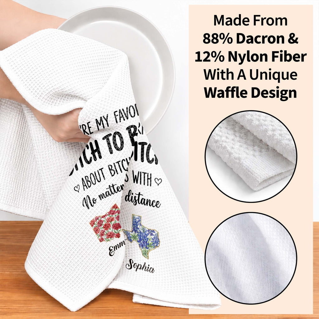 Personalized Kitchen Towel Custom Name Flower Design Gift for Best Friend Kitchen Towel GradoCreations