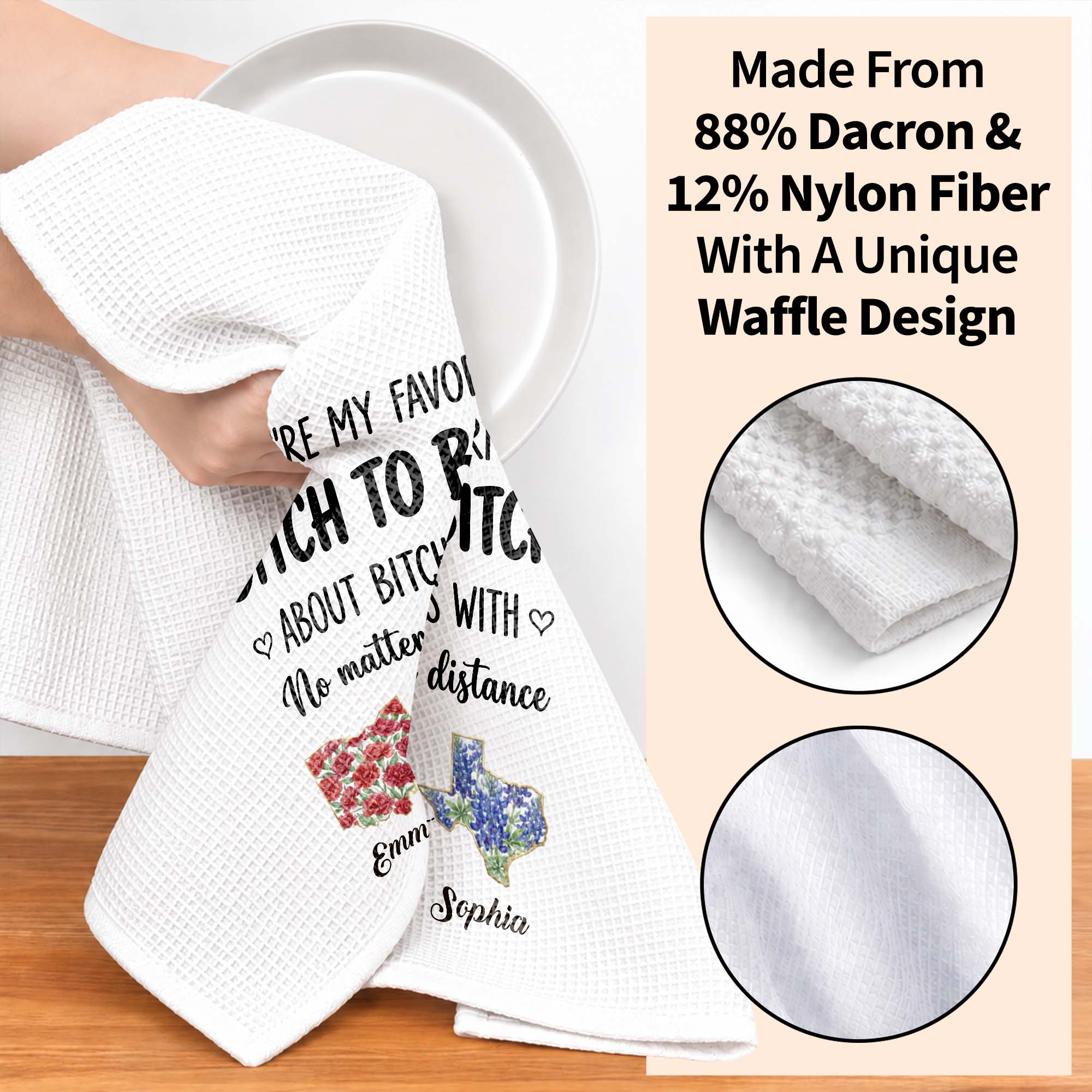 Personalized Kitchen Towel Custom Name Flower Design Gift for Best Friend Kitchen Towel GradoCreations
