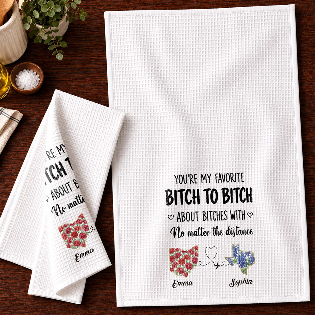 Personalized Kitchen Towel Custom Name Flower Design Gift for Best Friend Kitchen Towel GradoCreations