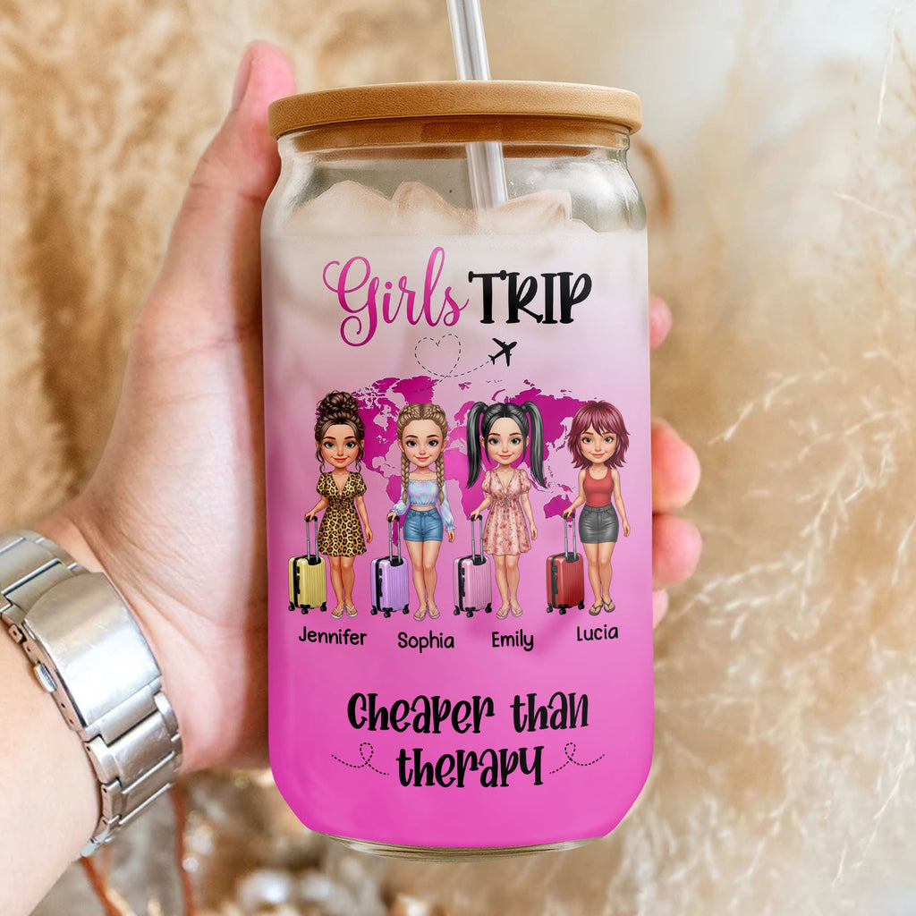 Personalized Glass Can with Lid Custom Friends Travel Gift Clear Glass Can GradoCreations