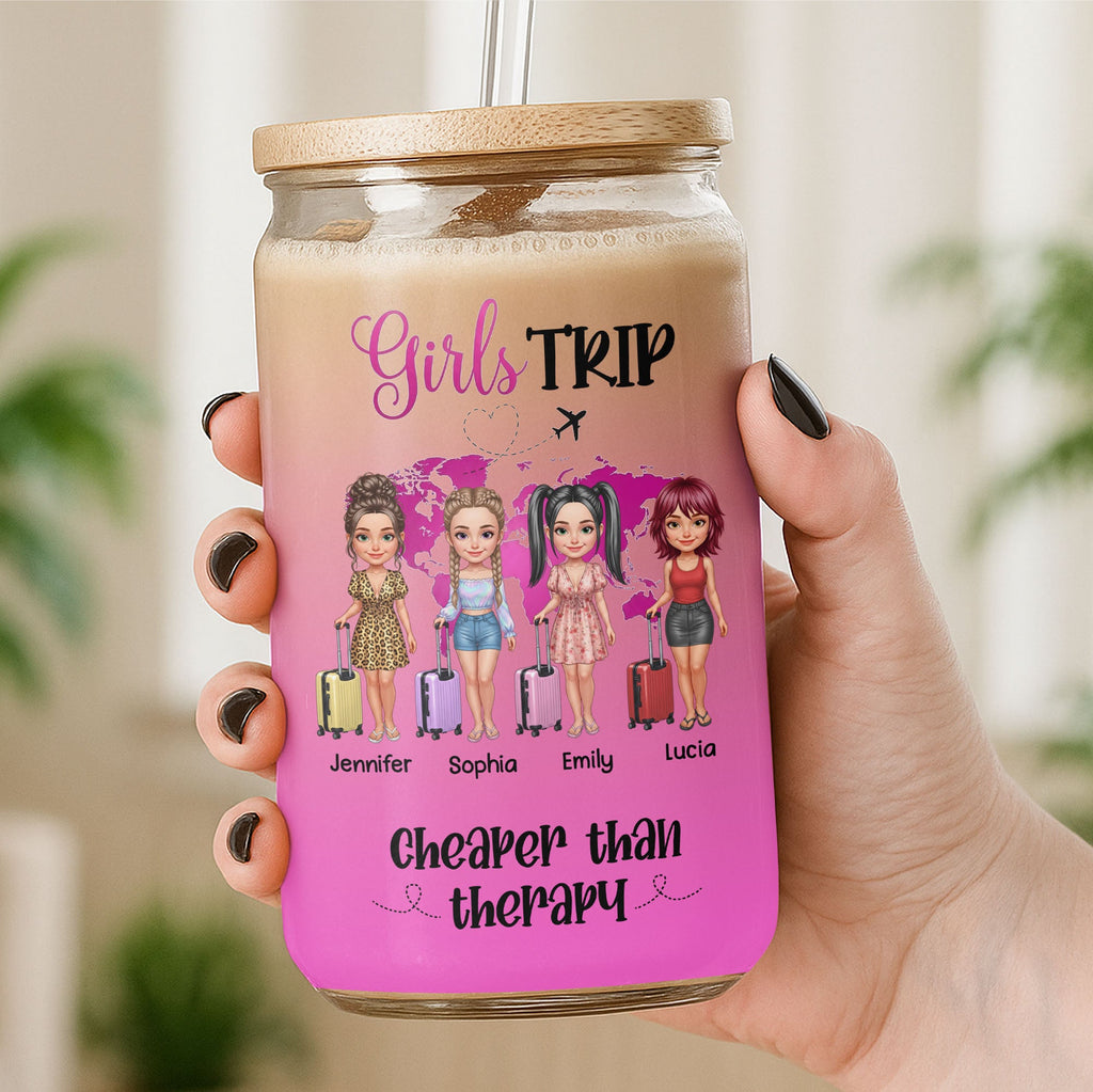 Personalized Glass Can with Lid Custom Friends Travel Gift Clear Glass Can GradoCreations