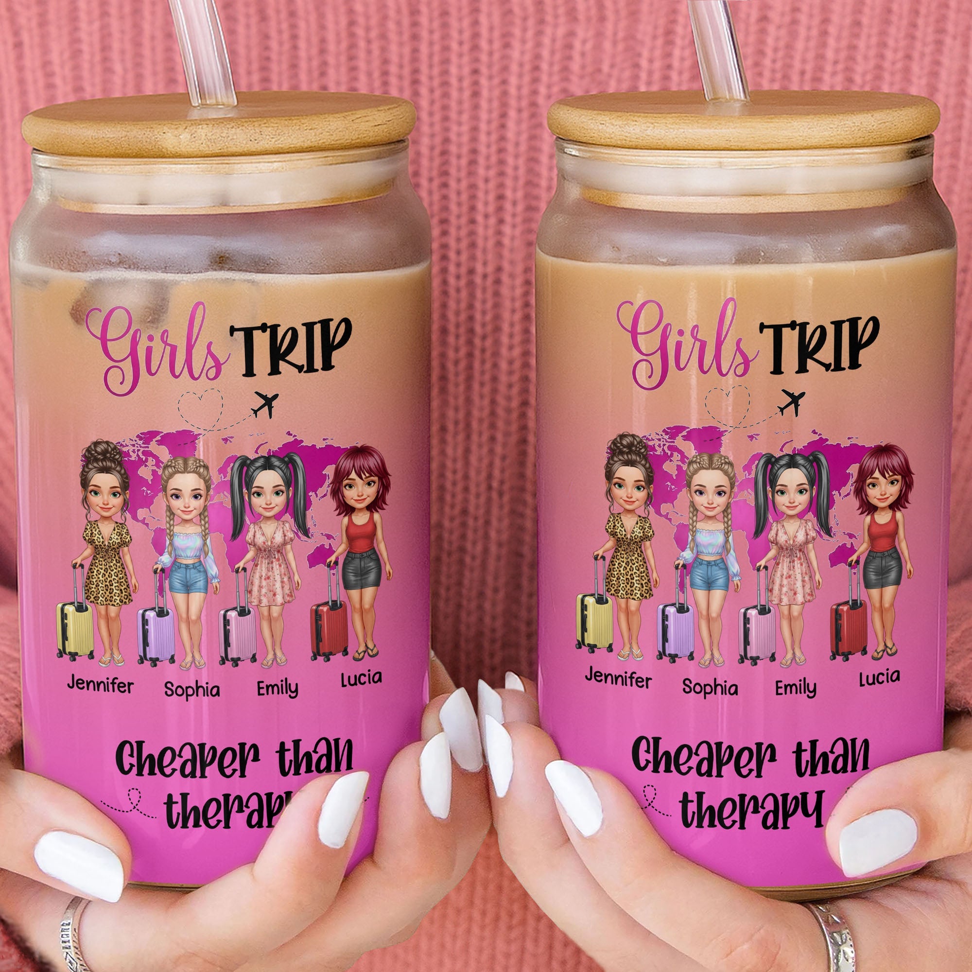 Personalized Glass Can with Lid Custom Friends Travel Gift Clear Glass Can GradoCreations