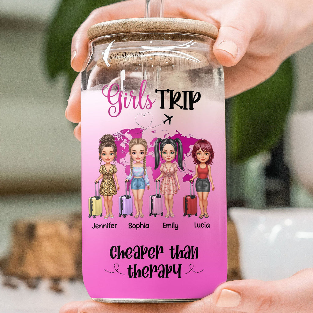 Personalized Glass Can with Lid Custom Friends Travel Gift Clear Glass Can GradoCreations