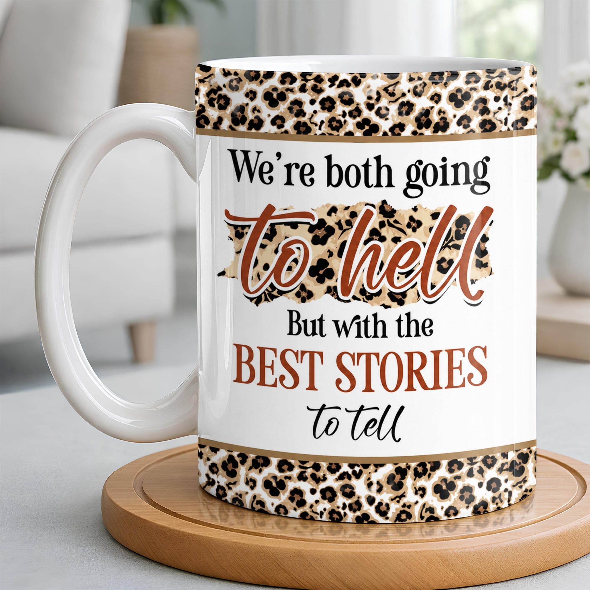 Personalized Leopard Pattern Coffee Mug Best Friend Gift Edge-to-edge Mug GradoCreations