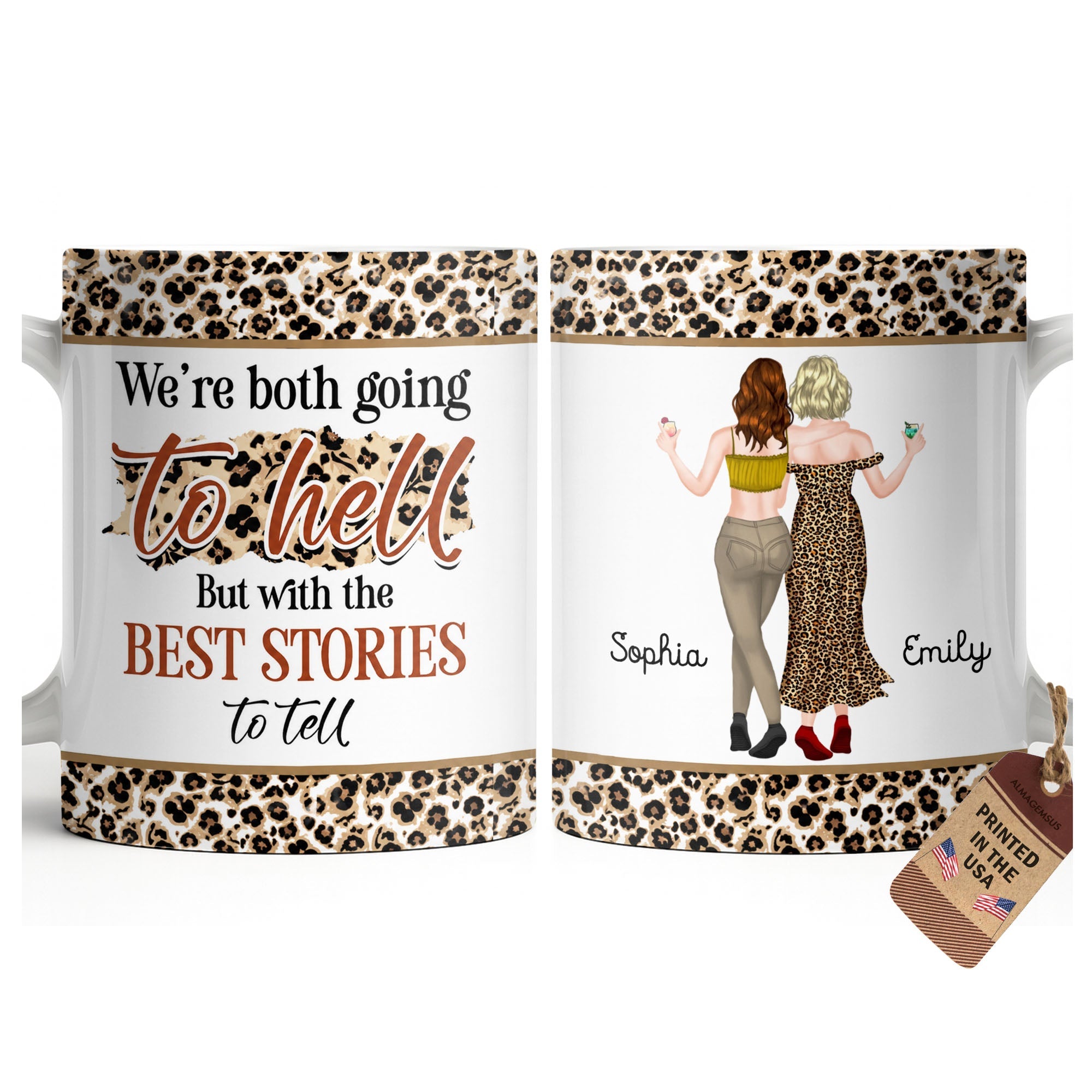 Personalized Leopard Pattern Coffee Mug Best Friend Gift Edge-to-edge Mug GradoCreations