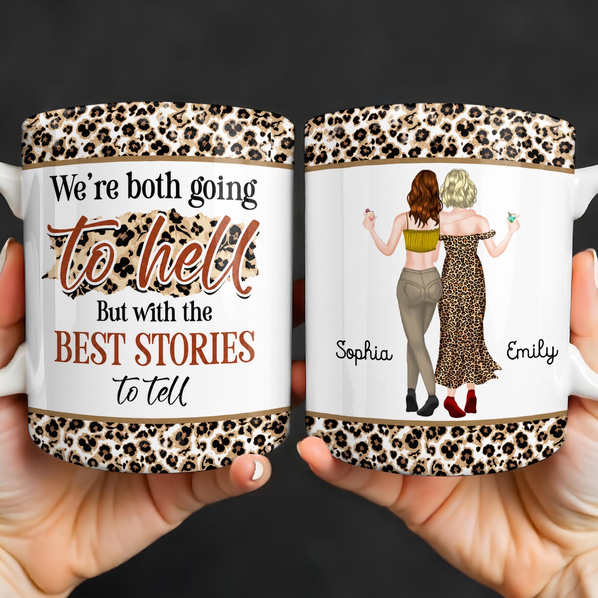 Personalized Leopard Pattern Coffee Mug Best Friend Gift Edge-to-edge Mug GradoCreations