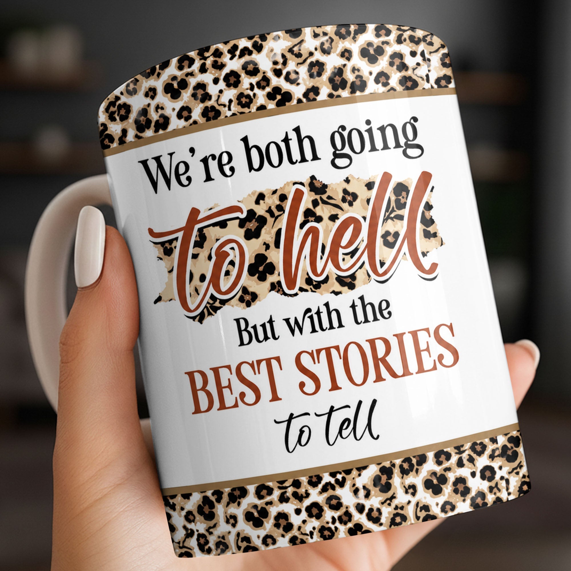 Personalized Leopard Pattern Coffee Mug Best Friend Gift Edge-to-edge Mug GradoCreations