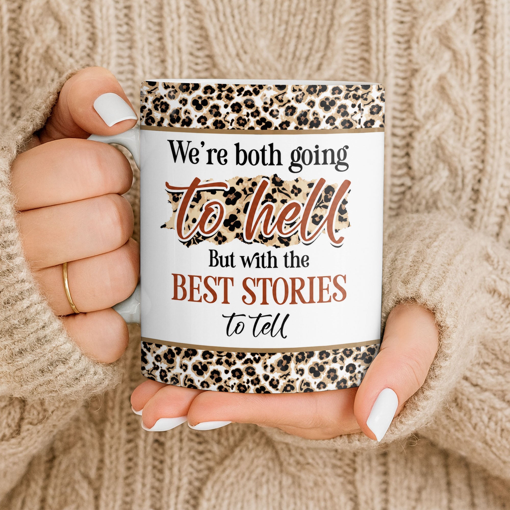 Personalized Leopard Pattern Coffee Mug Best Friend Gift Edge-to-edge Mug GradoCreations