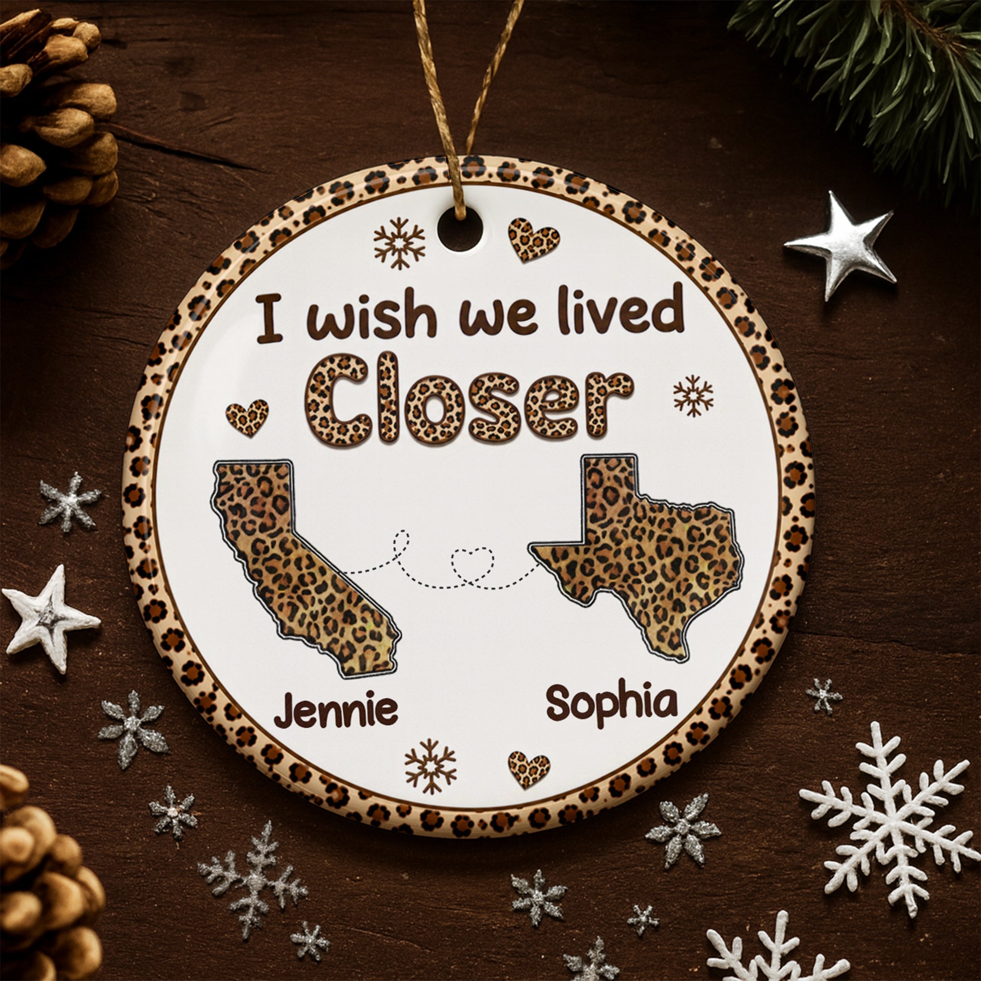 Personalized States Ornament Custom Best Friends Gift Idea Ceramic Ornament GradoCreations