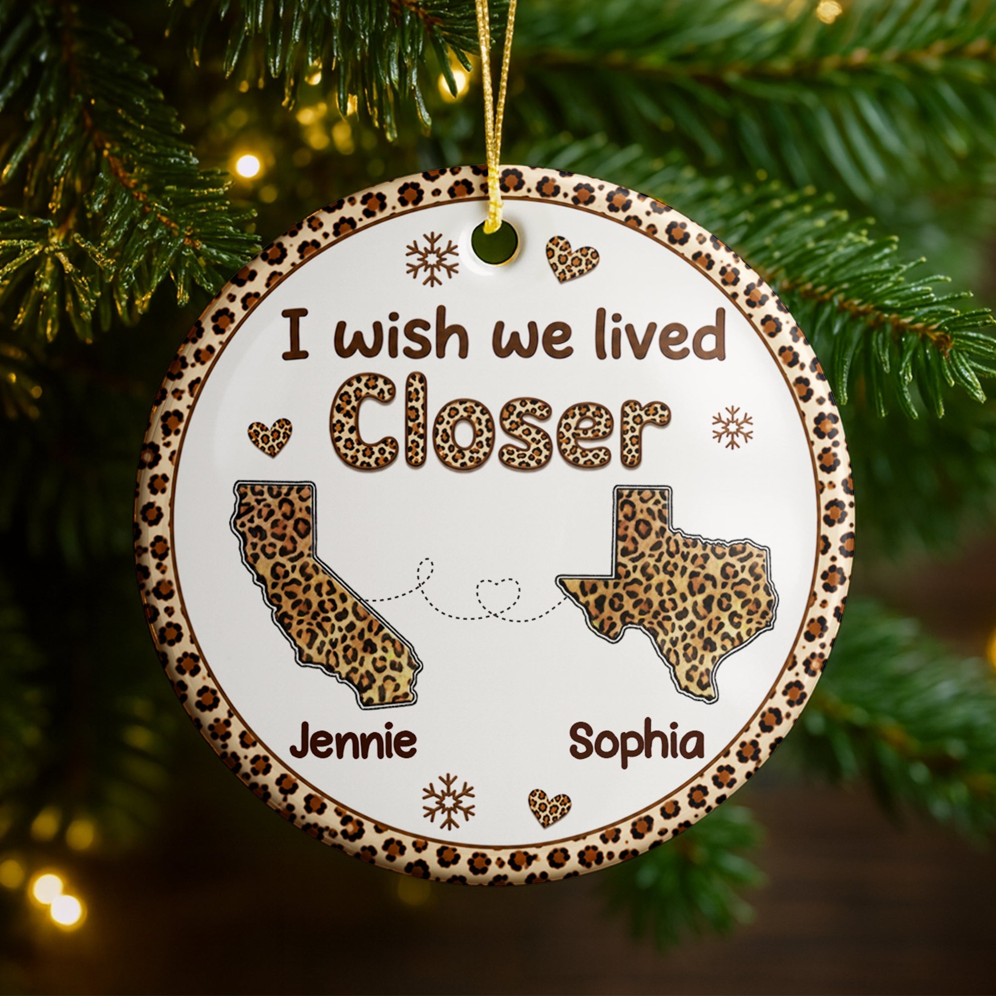 Personalized States Ornament Custom Best Friends Gift Idea Ceramic Ornament GradoCreations