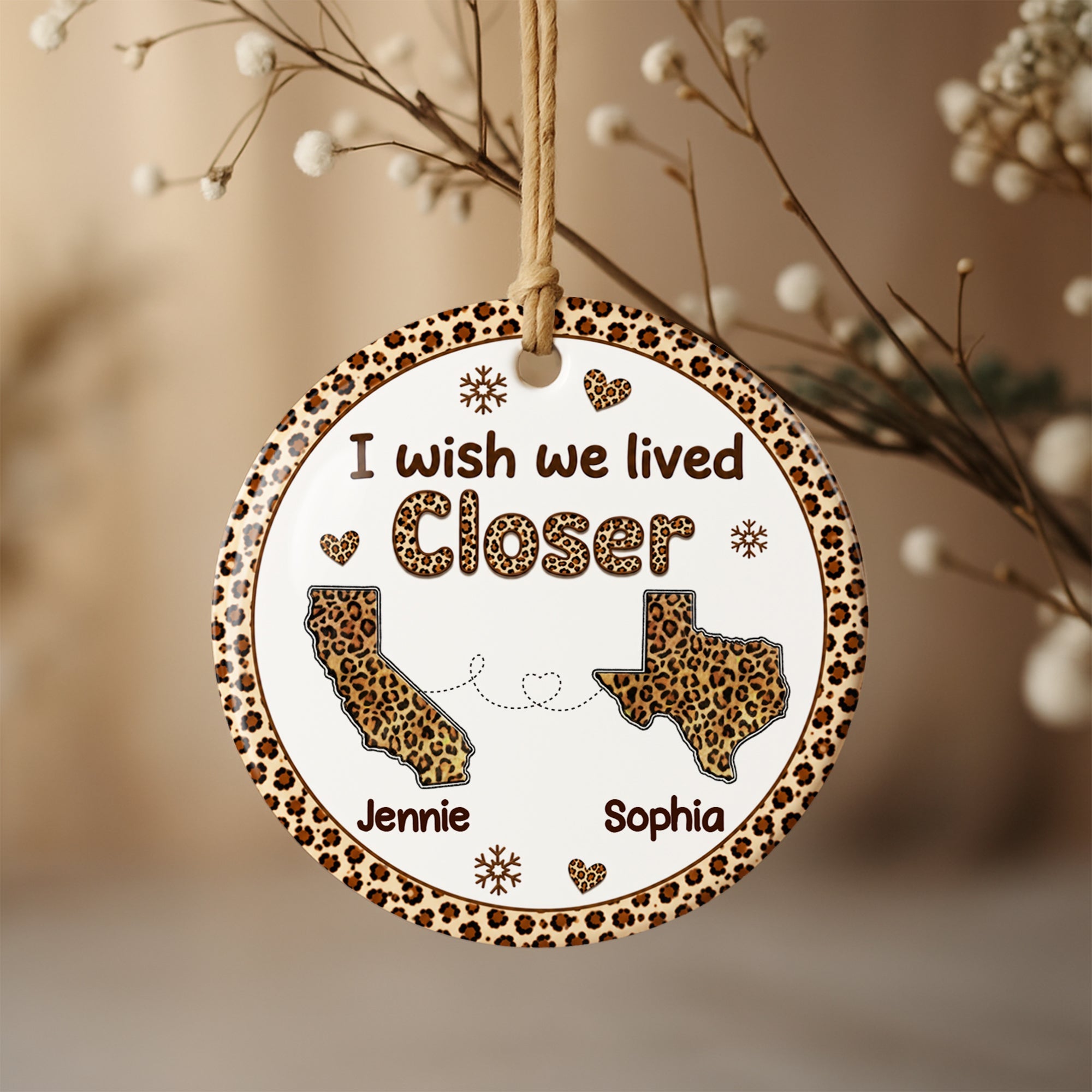 Personalized States Ornament Custom Best Friends Gift Idea Ceramic Ornament GradoCreations