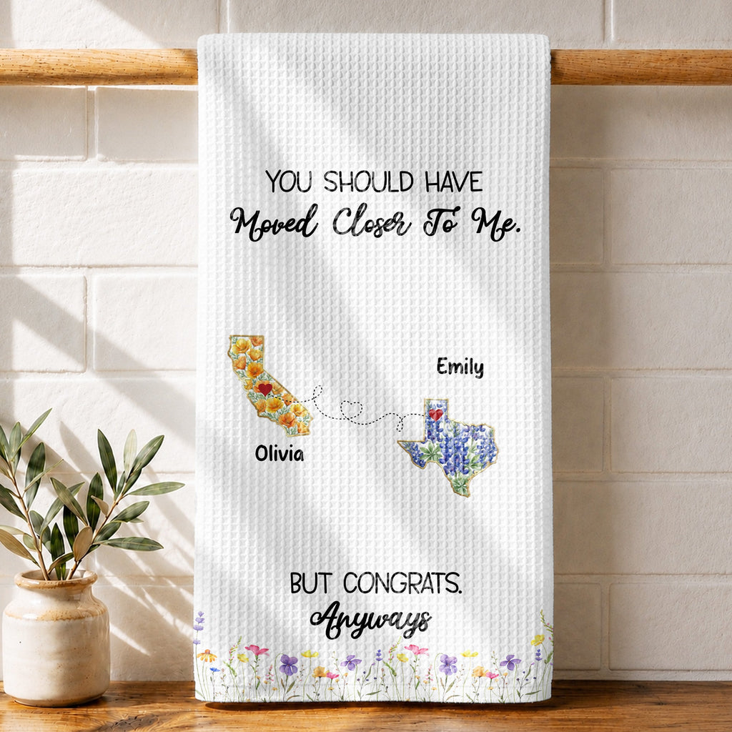Personalized Floral States Map Kitchen Towel Gift for Best Friend Kitchen Towel GradoCreations