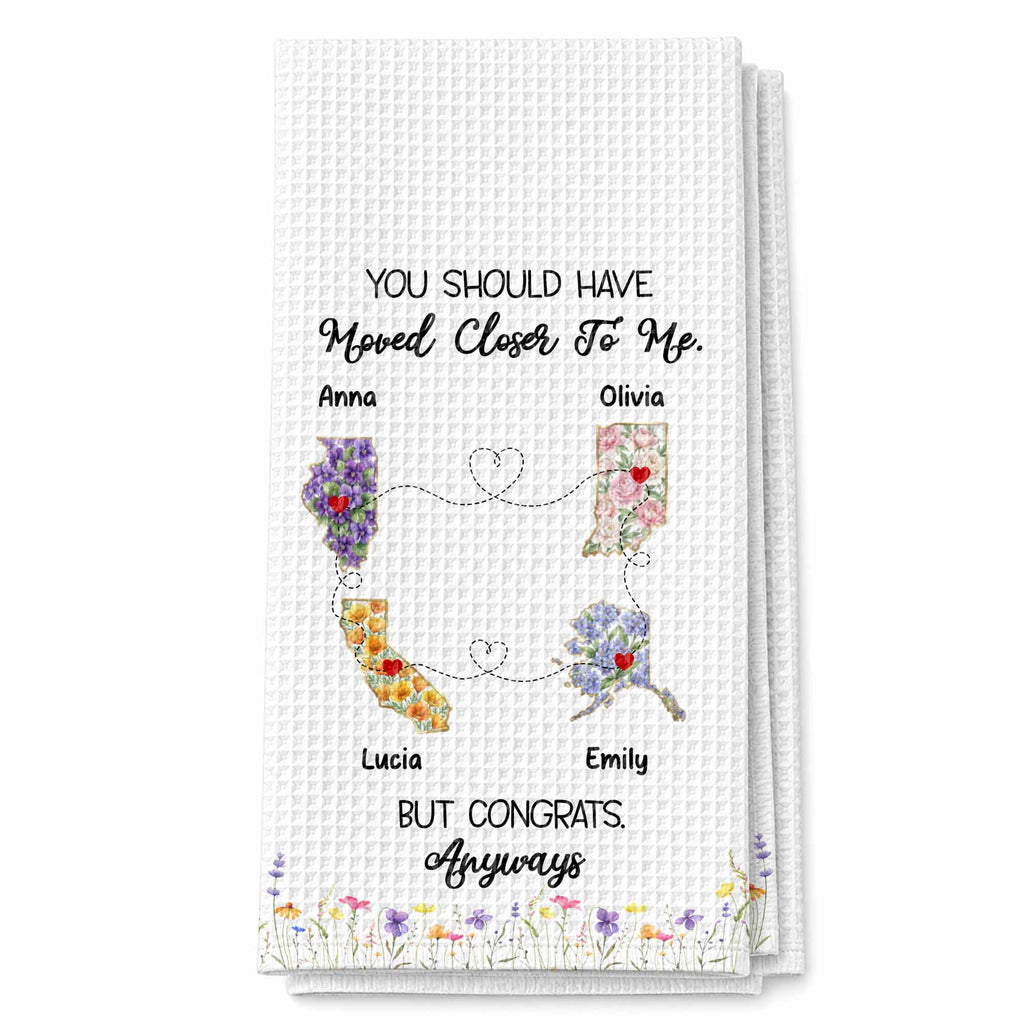 Personalized Floral States Map Kitchen Towel Gift for Best Friend Kitchen Towel GradoCreations