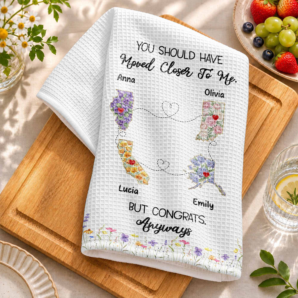 Personalized Floral States Map Kitchen Towel Gift for Best Friend Kitchen Towel GradoCreations