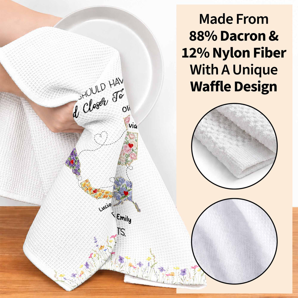 Personalized Floral States Map Kitchen Towel Gift for Best Friend Kitchen Towel GradoCreations