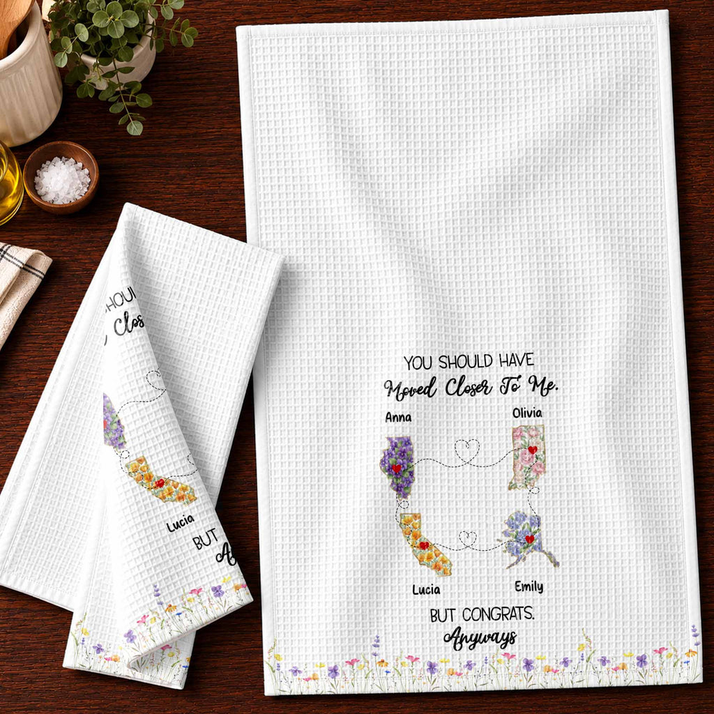 Personalized Floral States Map Kitchen Towel Gift for Best Friend Kitchen Towel GradoCreations