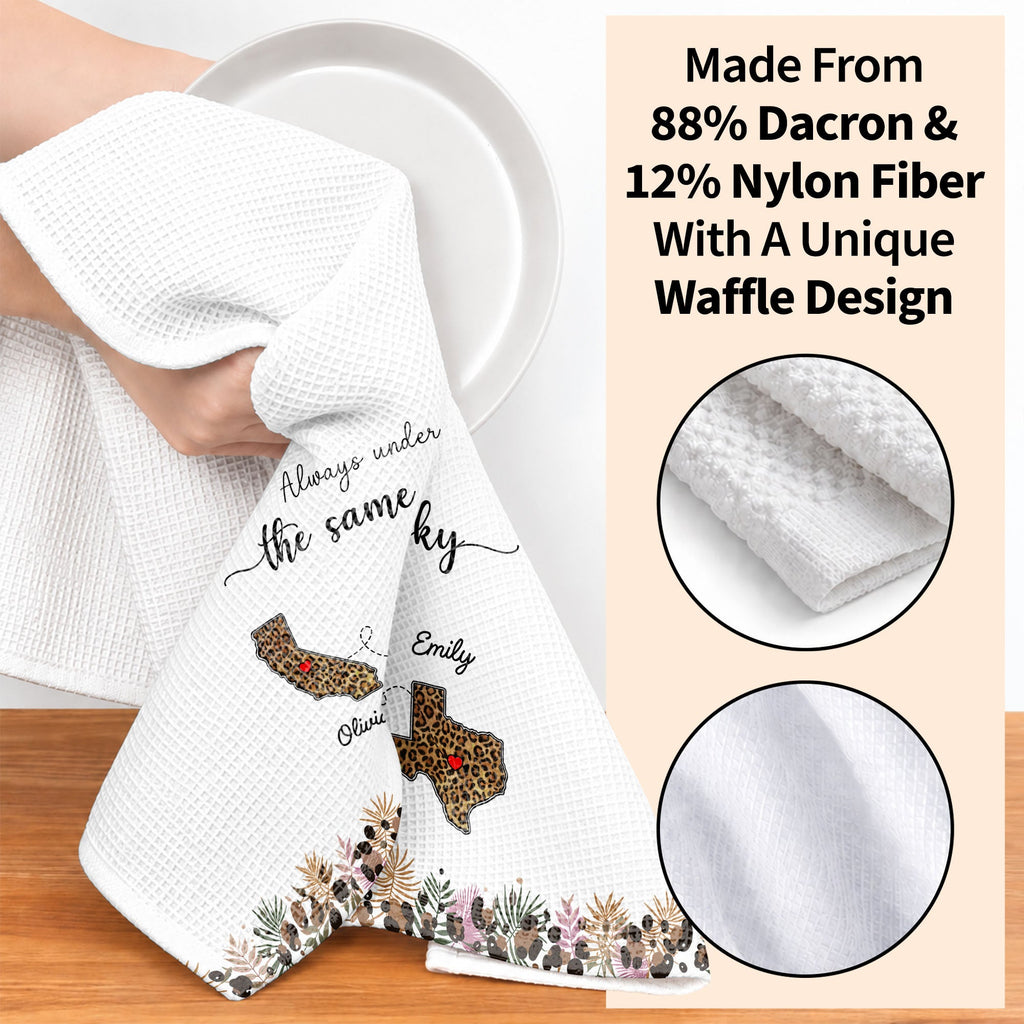 Personalized Kitchen Towel Custom States Hearts Gift for Friends Kitchen Towel GradoCreations