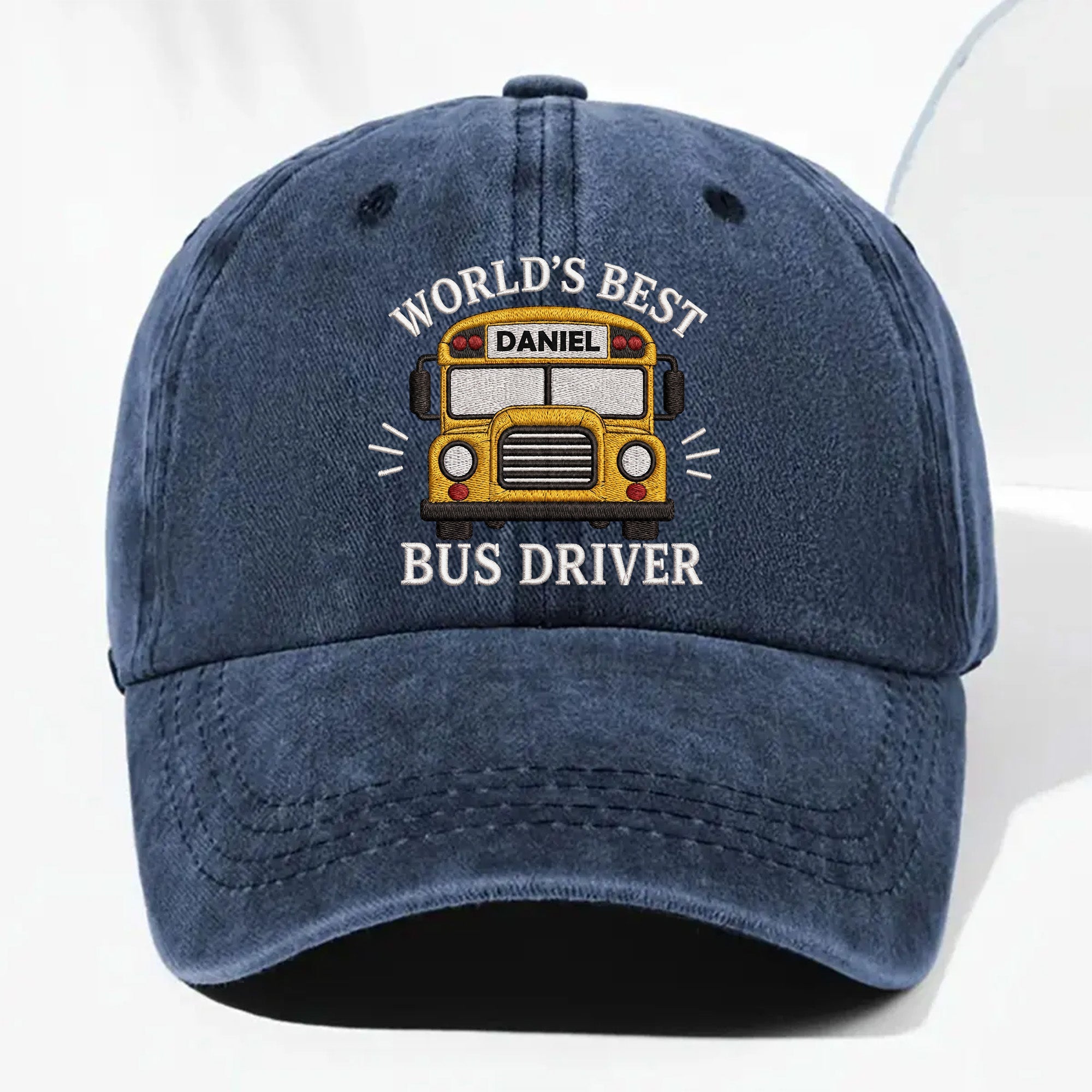 Personalized Washed Denim Cap Custom Name Gift for Bus Driver Washed Denim Cap GradoCreations