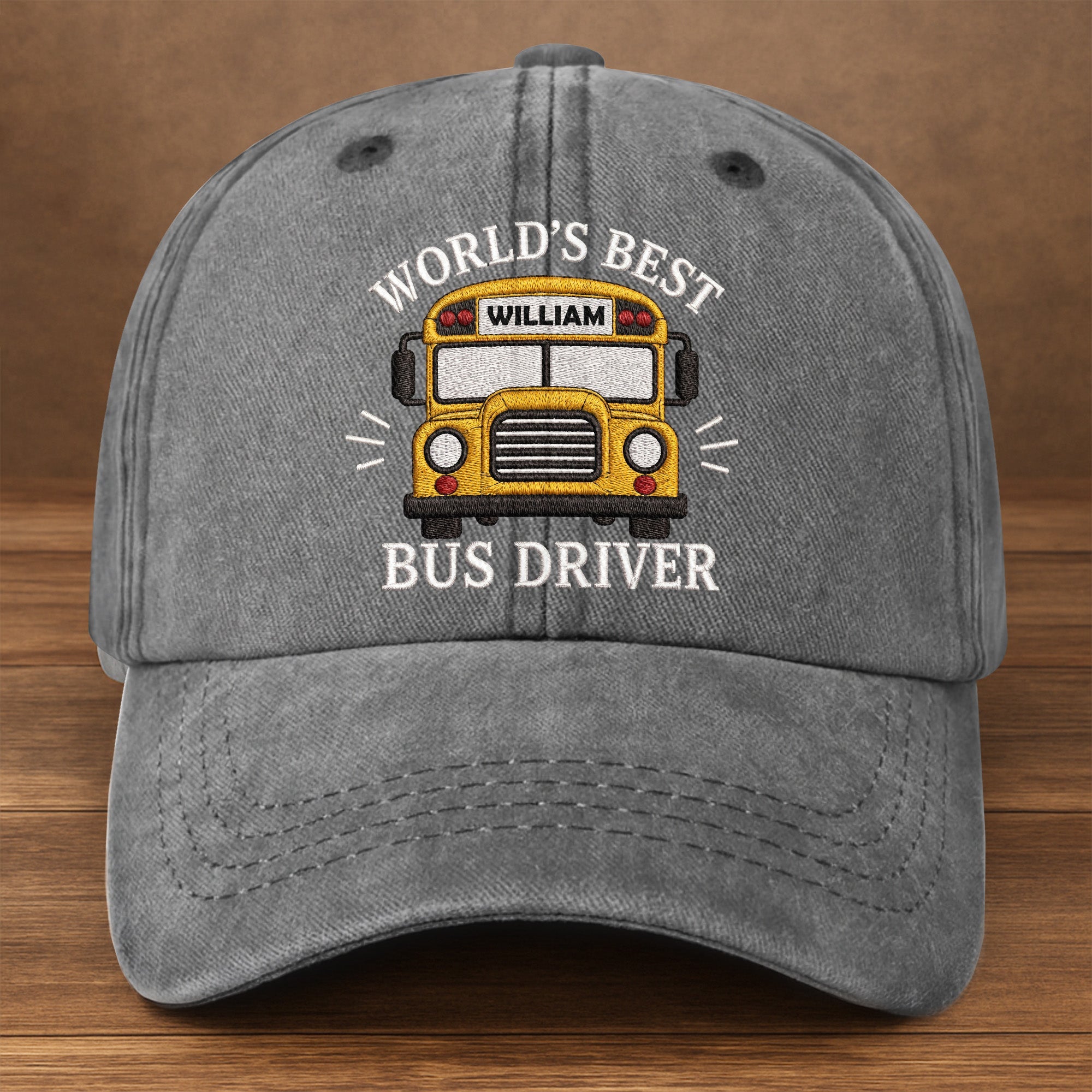 Personalized Washed Denim Cap Custom Name Gift for Bus Driver Washed Denim Cap GradoCreations