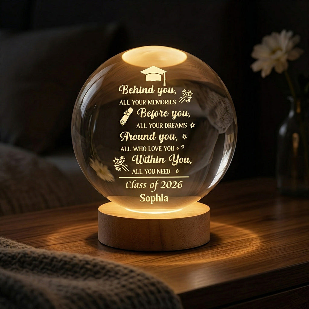 Personalized Crystal Globe Lamp Gift for Class of 2026 Graduate