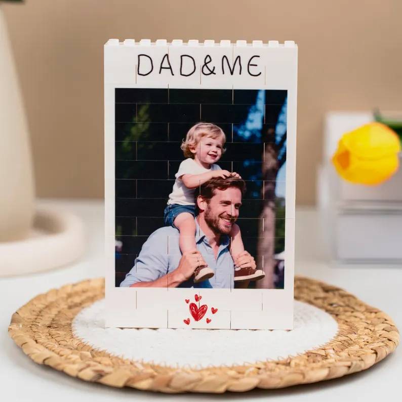 Personalized Photo Building Brick Blocks Custom Gift for Dad HN590 - Building Blocks fix GradoCreations