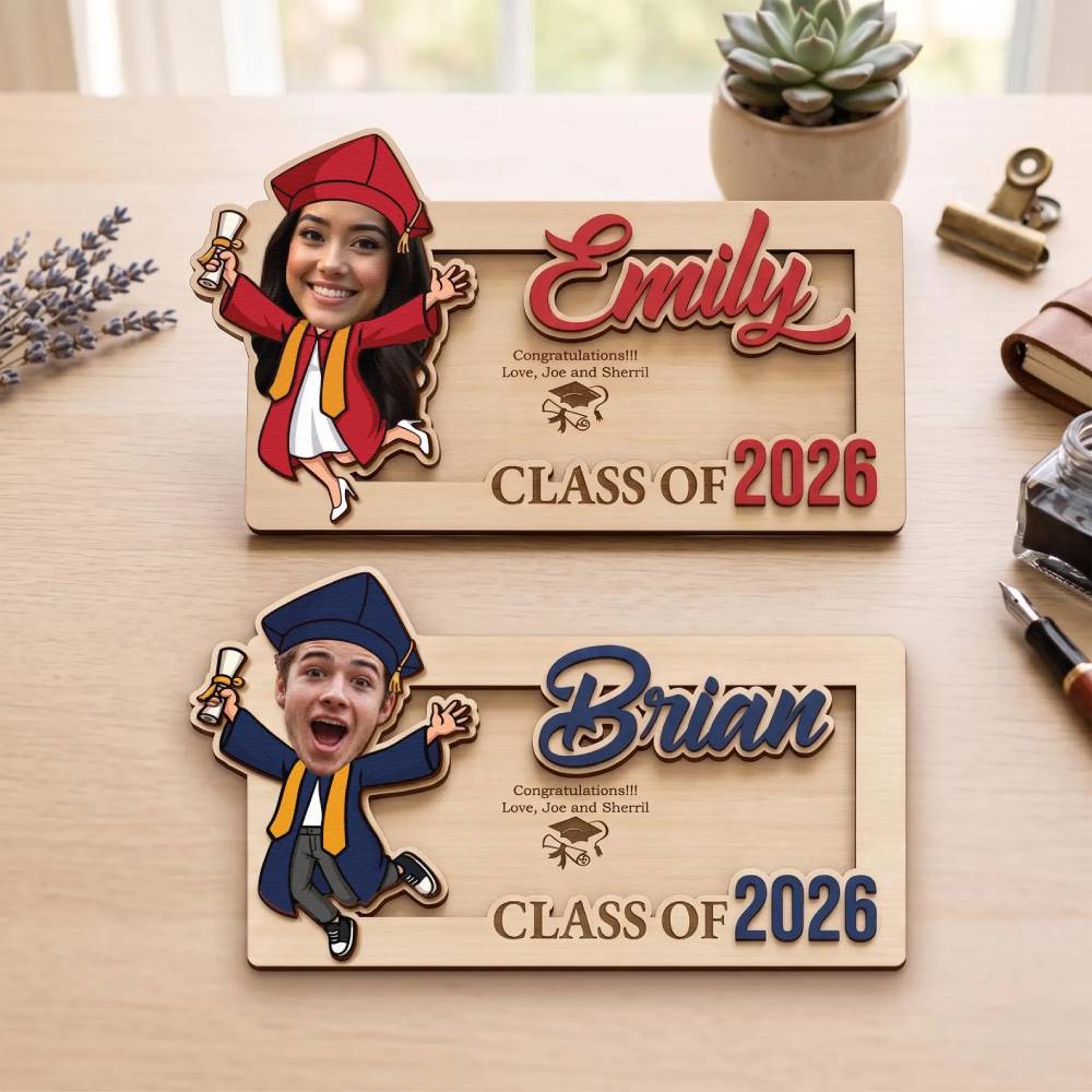 Personalized Graduation Wood Money Holder Class of 2026 Gift HN590 - Wood Money Holder fix GradoCreations