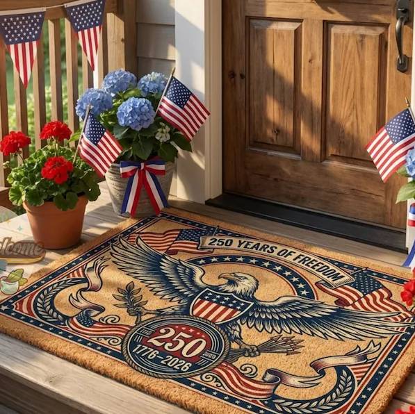 Personalized 250 Years Freedom Coir Doormat for Patriotic Home Decor HN590 - Coir Doormat fix GradoCreations