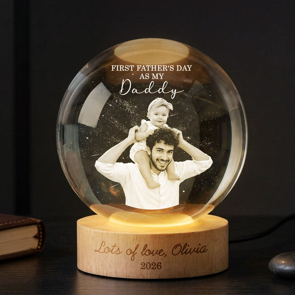 Personalized Crystal Globe Lamp First Father's Day Gift for Dad