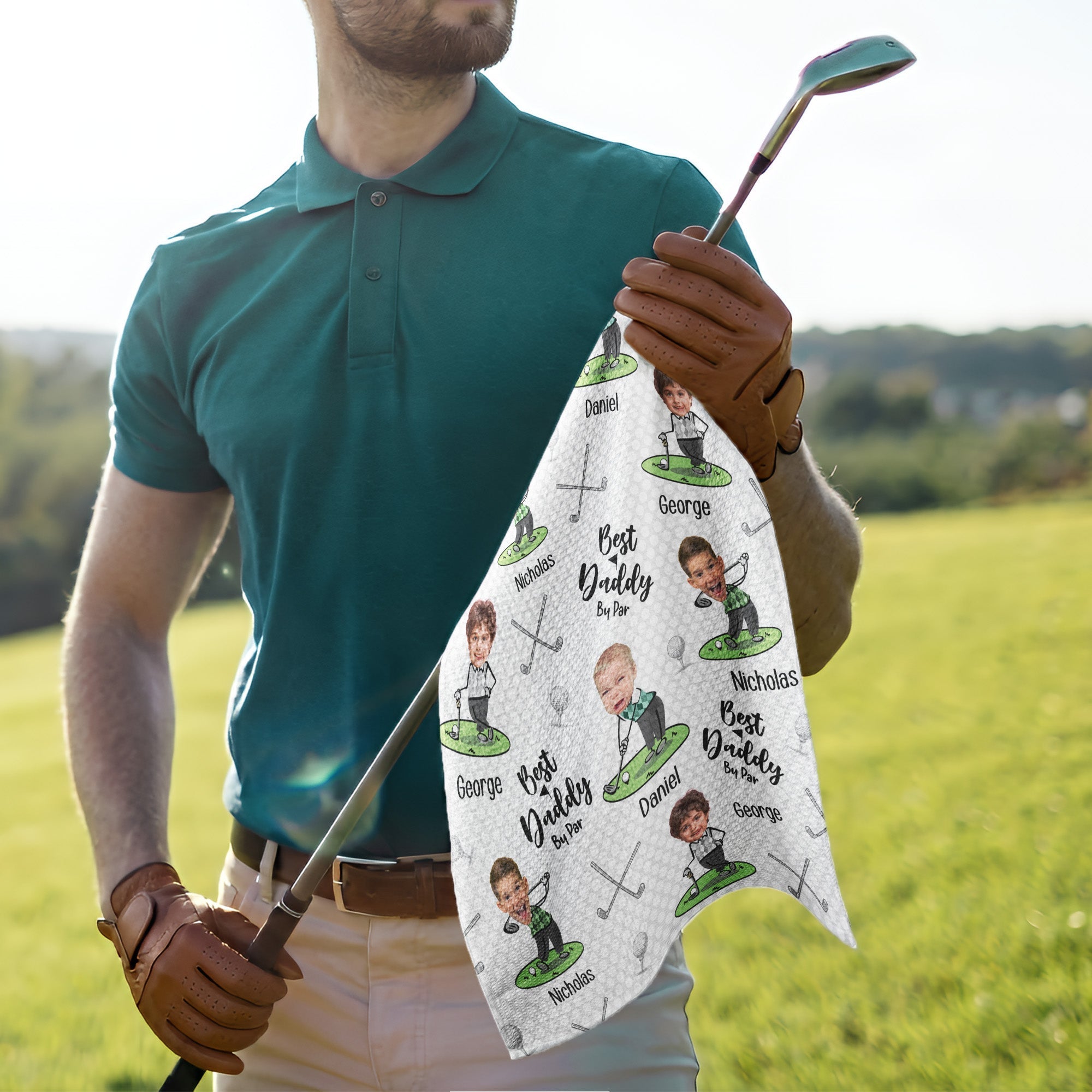 Personalized Funny Golf Towel Custom Photo Gift for Dad