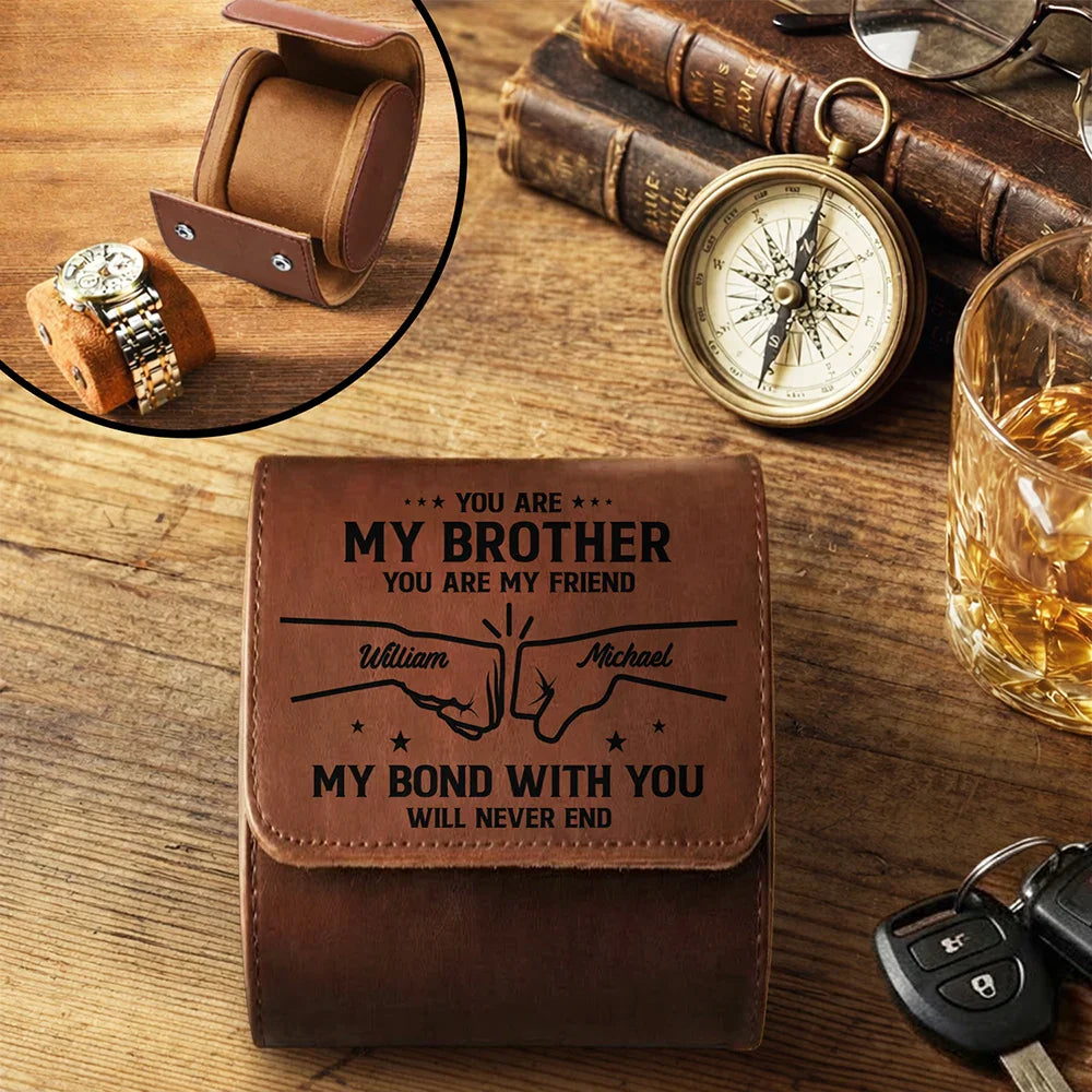 Personalized Leather Watch Case Custom Name Gift for Brother