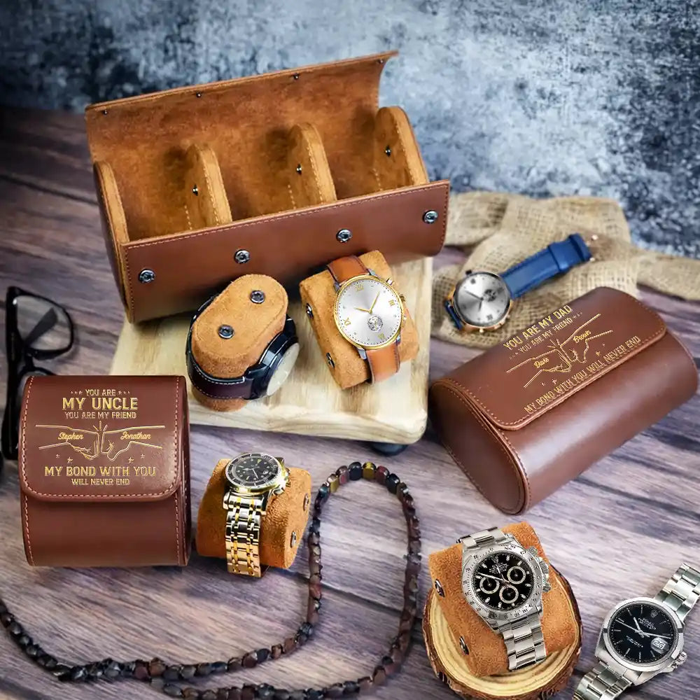 Personalized Leather Watch Case Custom Name Gift for Brother