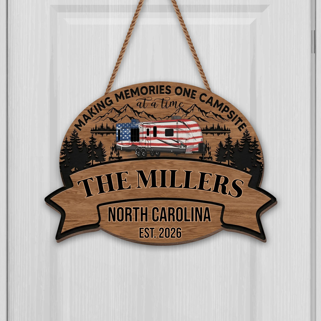 Personalized Wood Sign Custom Name Camping Gift for Family Wood Sign GradoCreations