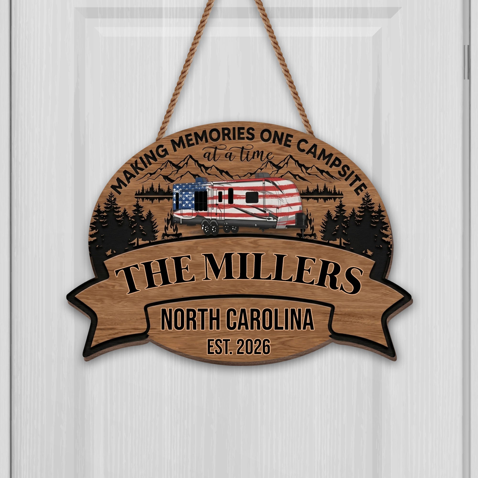 Personalized Wood Sign Custom Name Camping Gift for Family Wood Sign GradoCreations