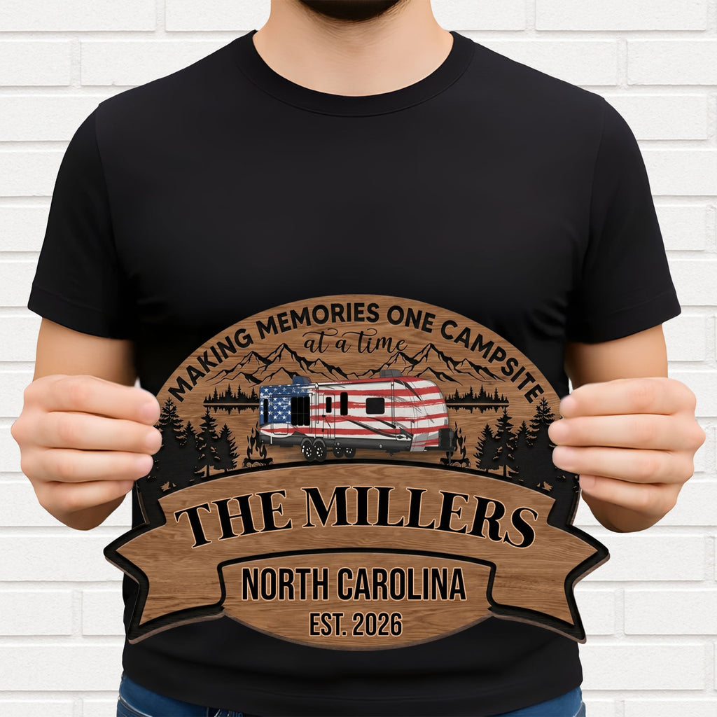 Personalized Wood Sign Custom Name Camping Gift for Family Wood Sign GradoCreations
