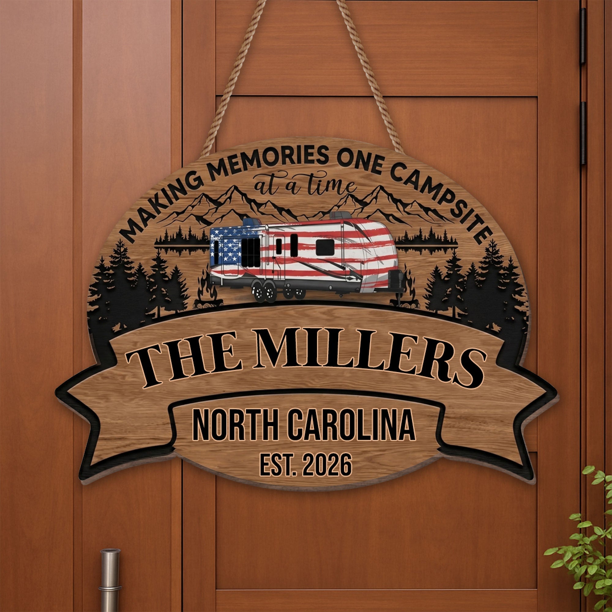 Personalized Wood Sign Custom Name Camping Gift for Family Wood Sign GradoCreations