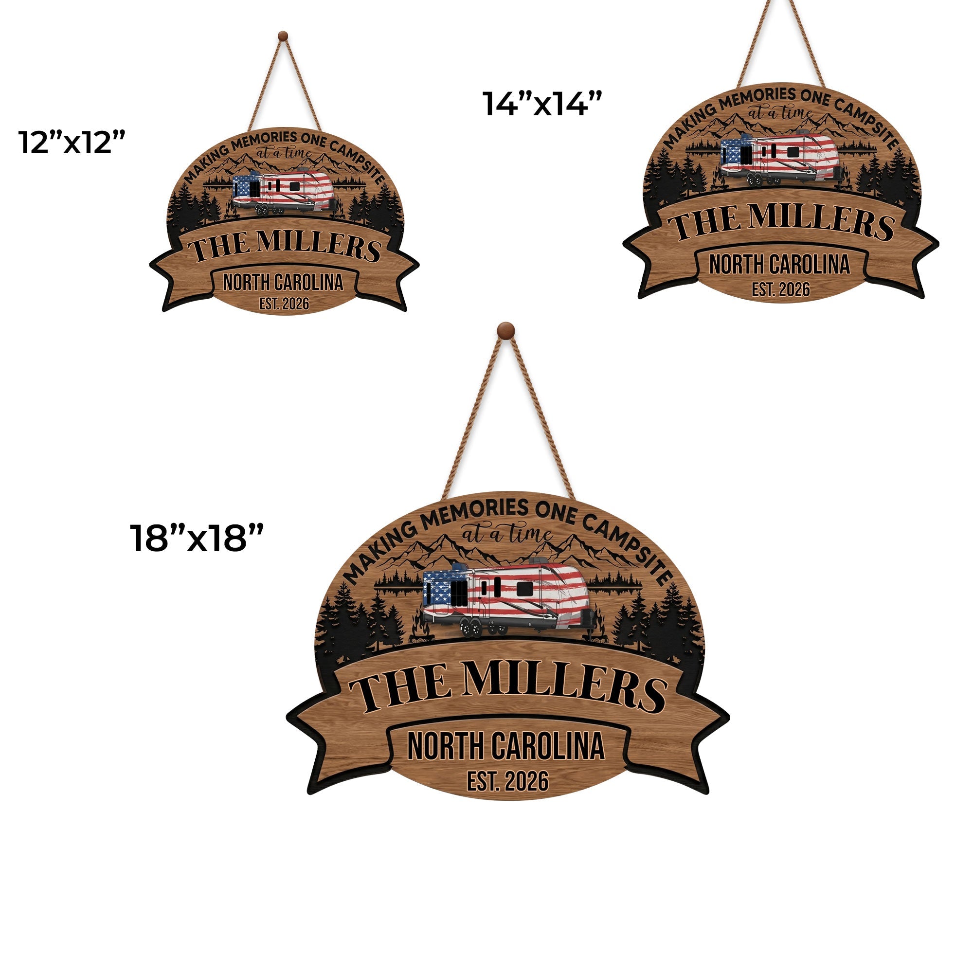 Personalized Wood Sign Custom Name Camping Gift for Family Wood Sign GradoCreations