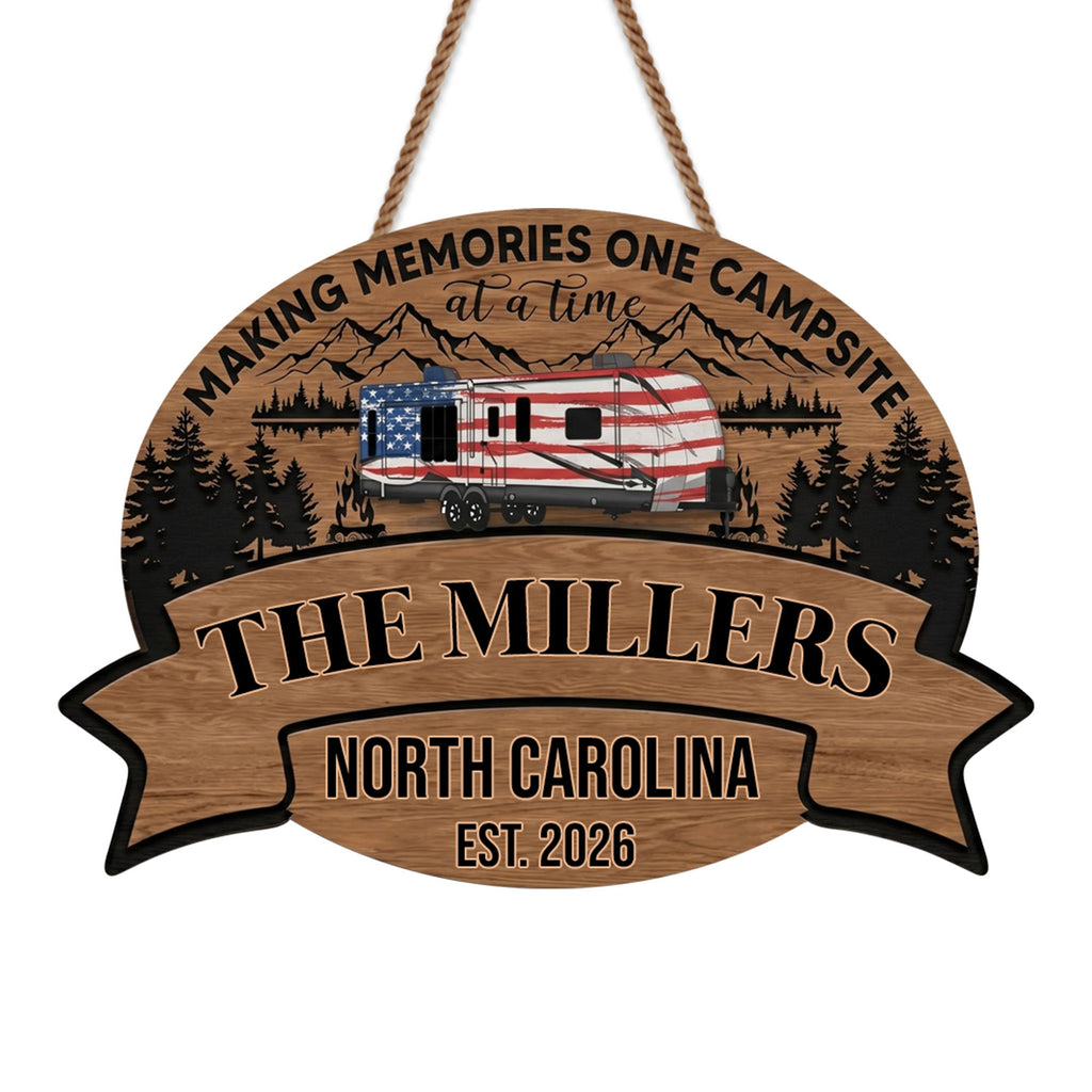 Personalized Wood Sign Custom Name Camping Gift for Family Wood Sign GradoCreations