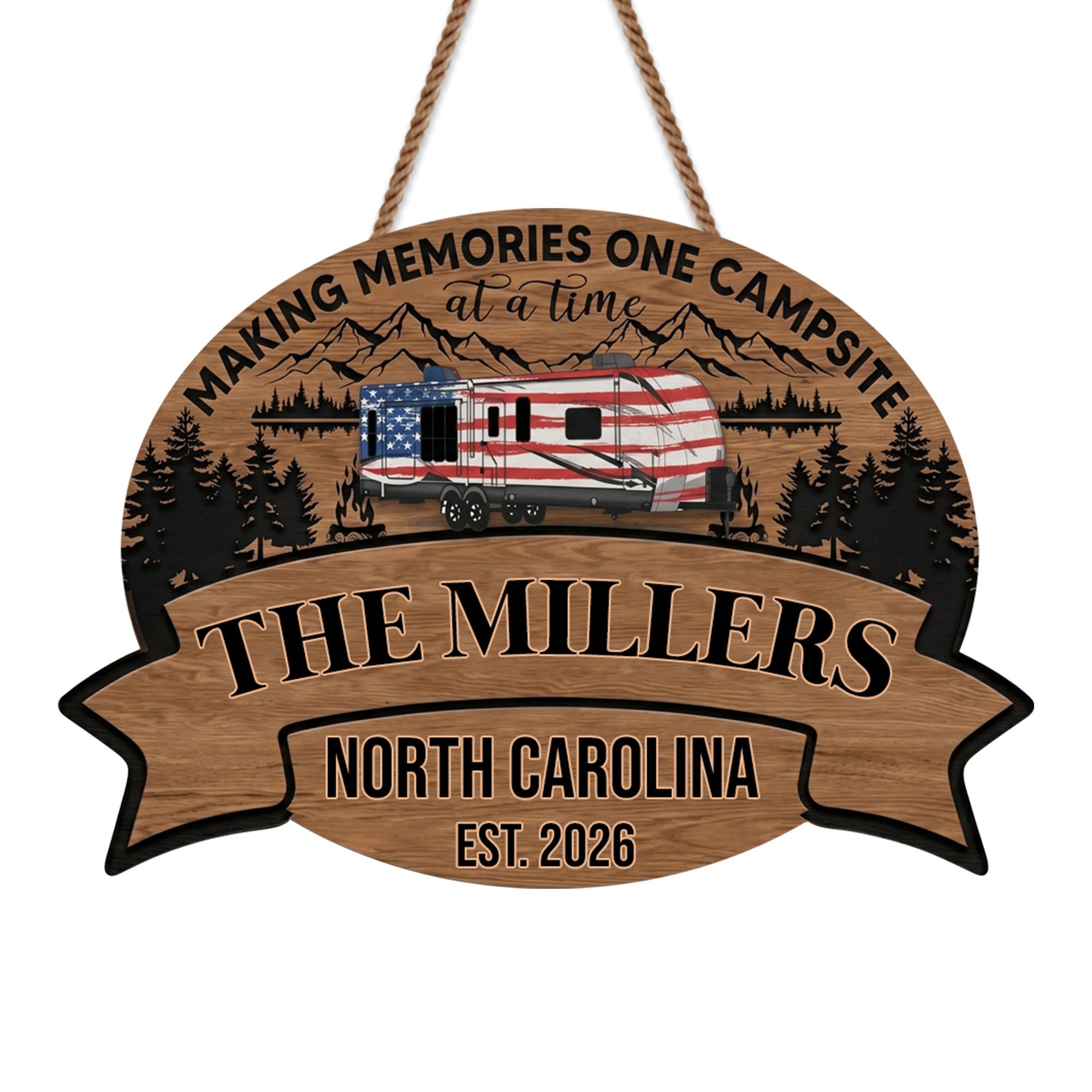 Personalized Wood Sign Custom Name Camping Gift for Family Wood Sign GradoCreations