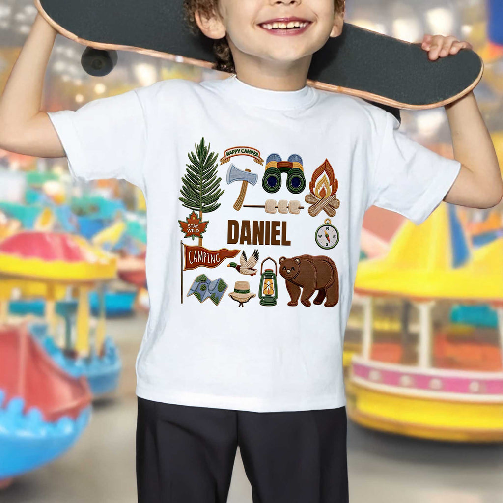 Personalized Cotton Youth T-Shirt Happy Camper Gift for Kids