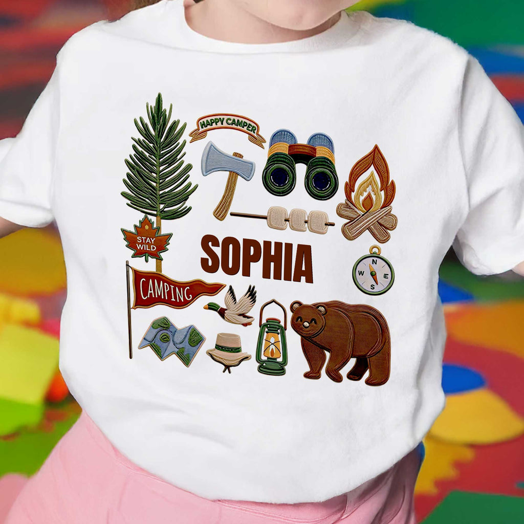 Personalized Cotton Youth T-Shirt Happy Camper Gift for Kids