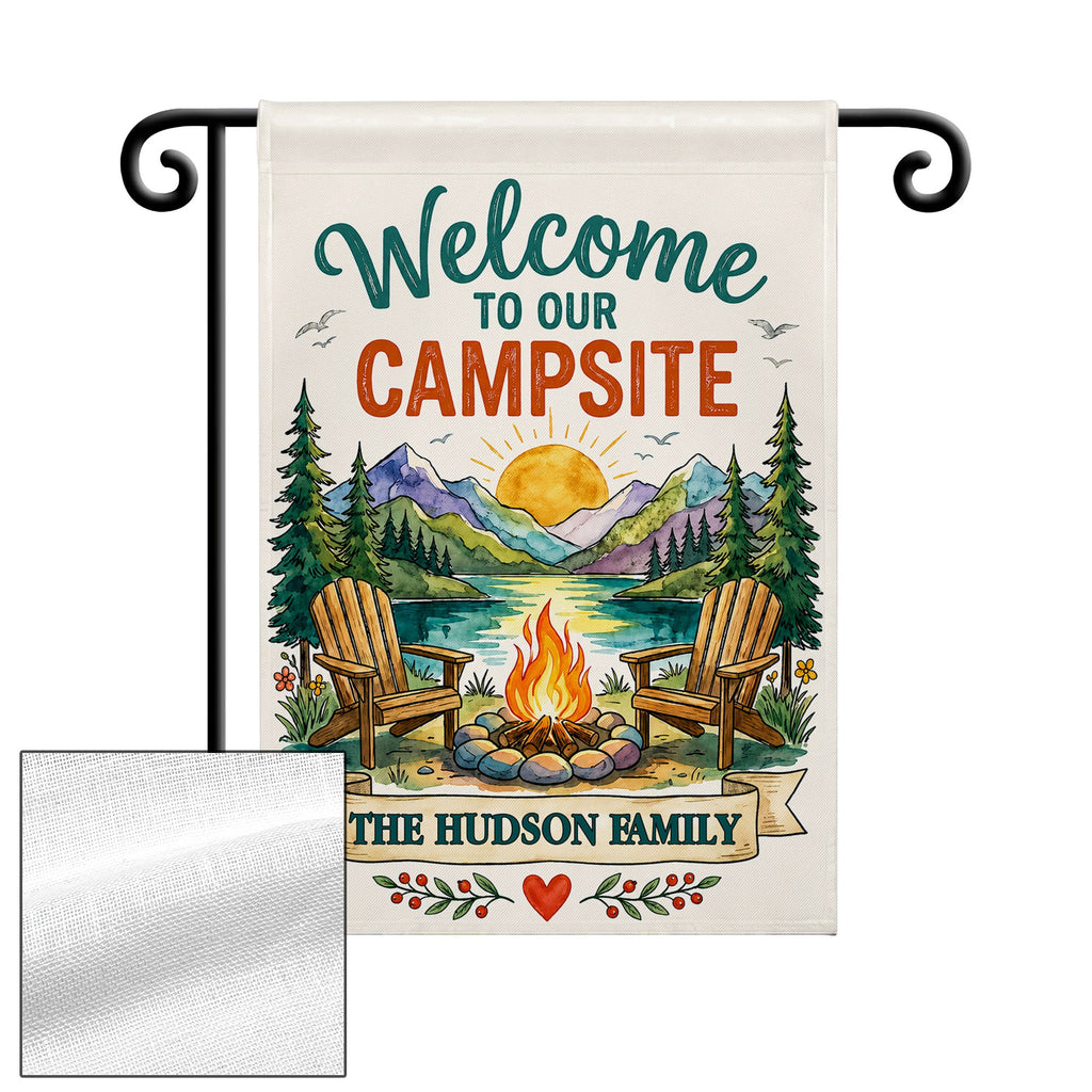 Personalized Double-Sided Garden Flag Custom Family Name Welcome to Our Campsite Garden Flag GradoCreations