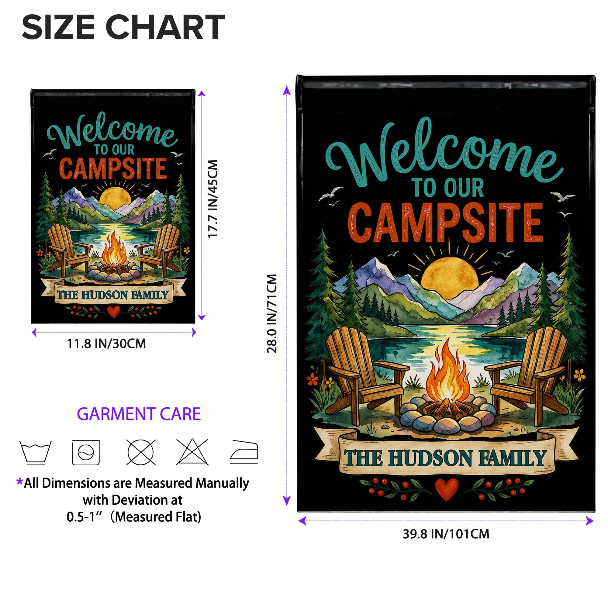 Personalized Double-Sided Garden Flag Custom Family Name Welcome to Our Campsite Garden Flag GradoCreations
