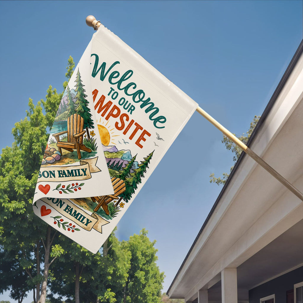 Personalized Double-Sided Garden Flag Custom Family Name Welcome to Our Campsite Garden Flag GradoCreations