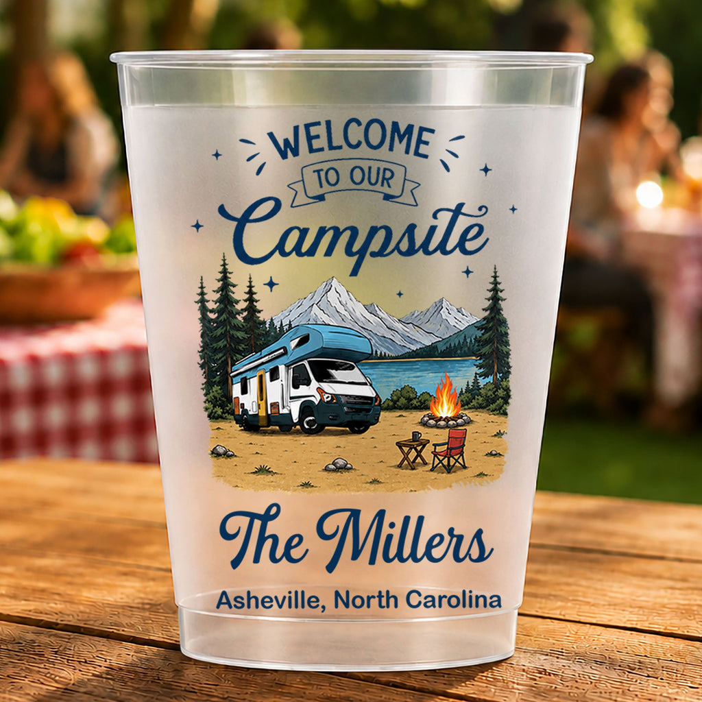 Personalized Frosted Cups Custom Name Campfire Design Gift Frosted Cups GradoCreations