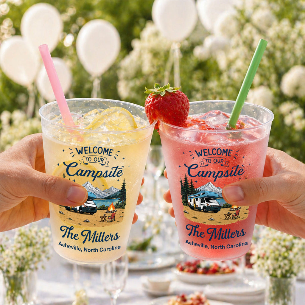 Personalized Frosted Cups Custom Name Campfire Design Gift Frosted Cups GradoCreations